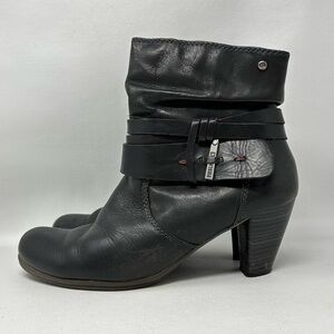Pikolinos Verona Black Ankle Boots Womens Size 39 Zip Up Heel Western Boho.
